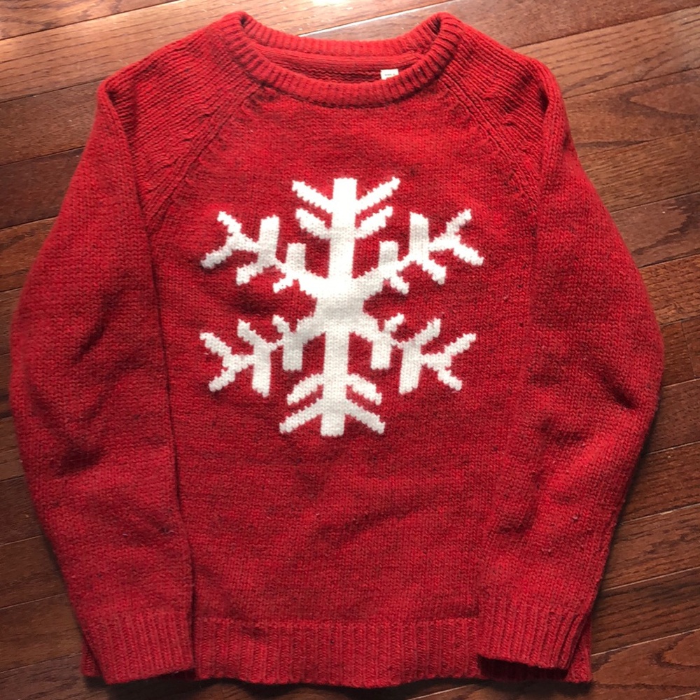 Jack Wills Red Snowflake Lambswool Sweater size 8